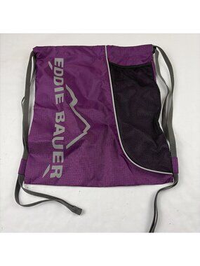 Eddie Bauer Drawstring Cinch Gym Bag Outdoors Hiking Yoga Purple Ripstop Nylon